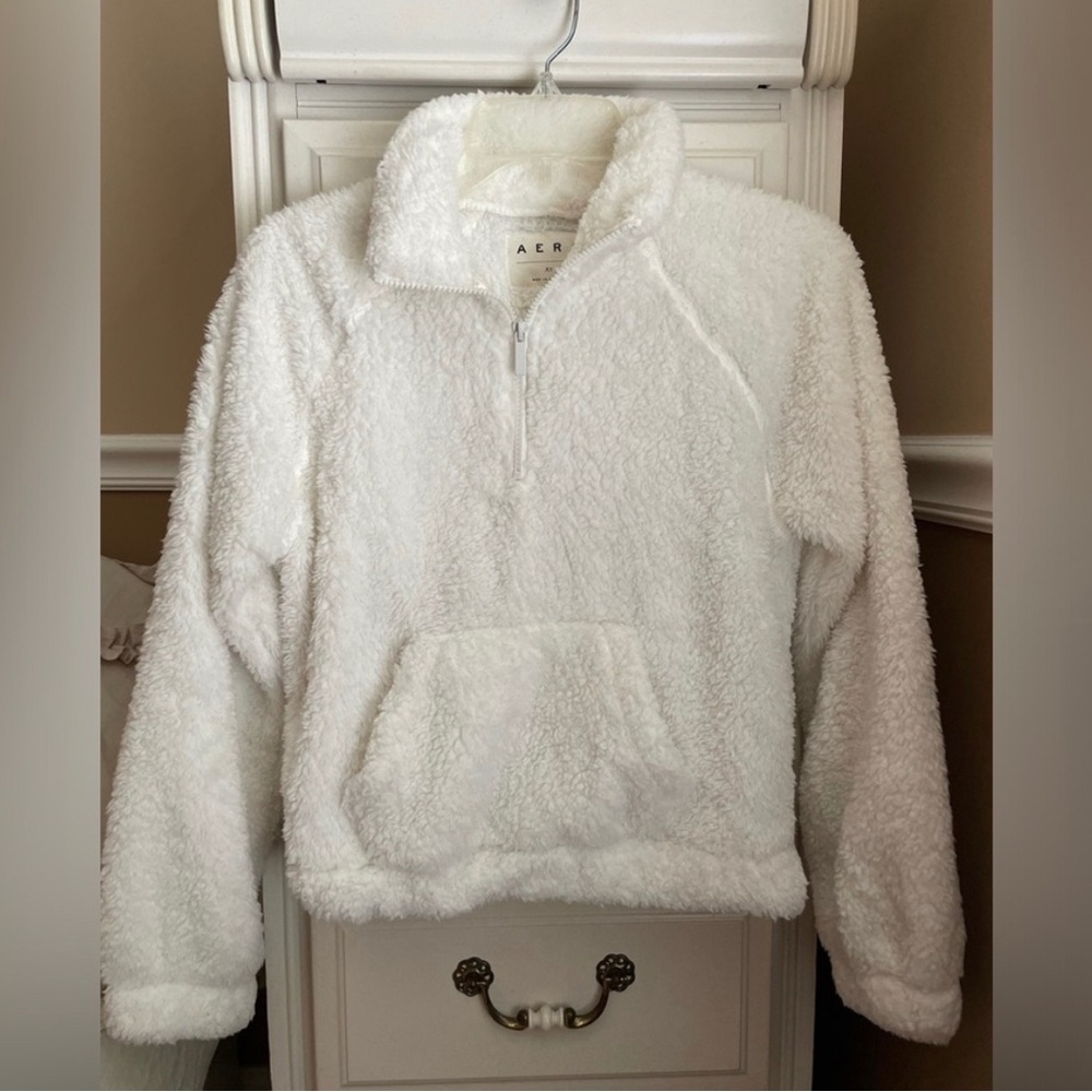Aero Soft White Fleece Sherpa Zip-Up